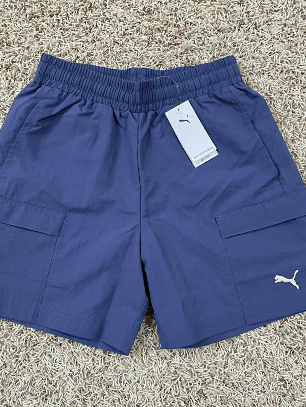 PUMA Wardrobe Essentials Men’s Relaxed 6-inch Cargo Shorts Blue Size Small (New)